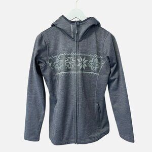 Helly Hansen Full Zip Snowflake Pattern Hooded Fleece Outdoor Jacket Women's M
